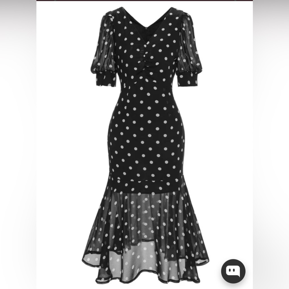 NWT! Retro Stage Black 1930’s Polka Dot Mermaid Dress. Size M - Picture 2 of 9